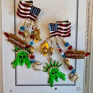 RARE 90's Vintage Lunch at The Ritz "Queen for a Loop" (1996) Statement Earrings